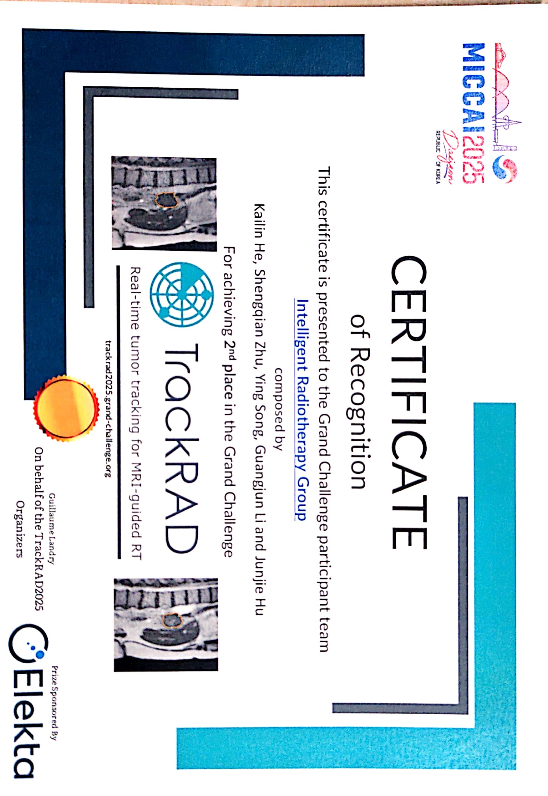 2nd place in TrackRAD Grand Challenge